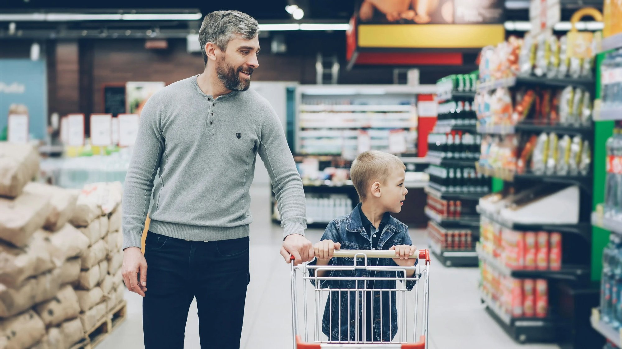 Family shopping at a supermarket