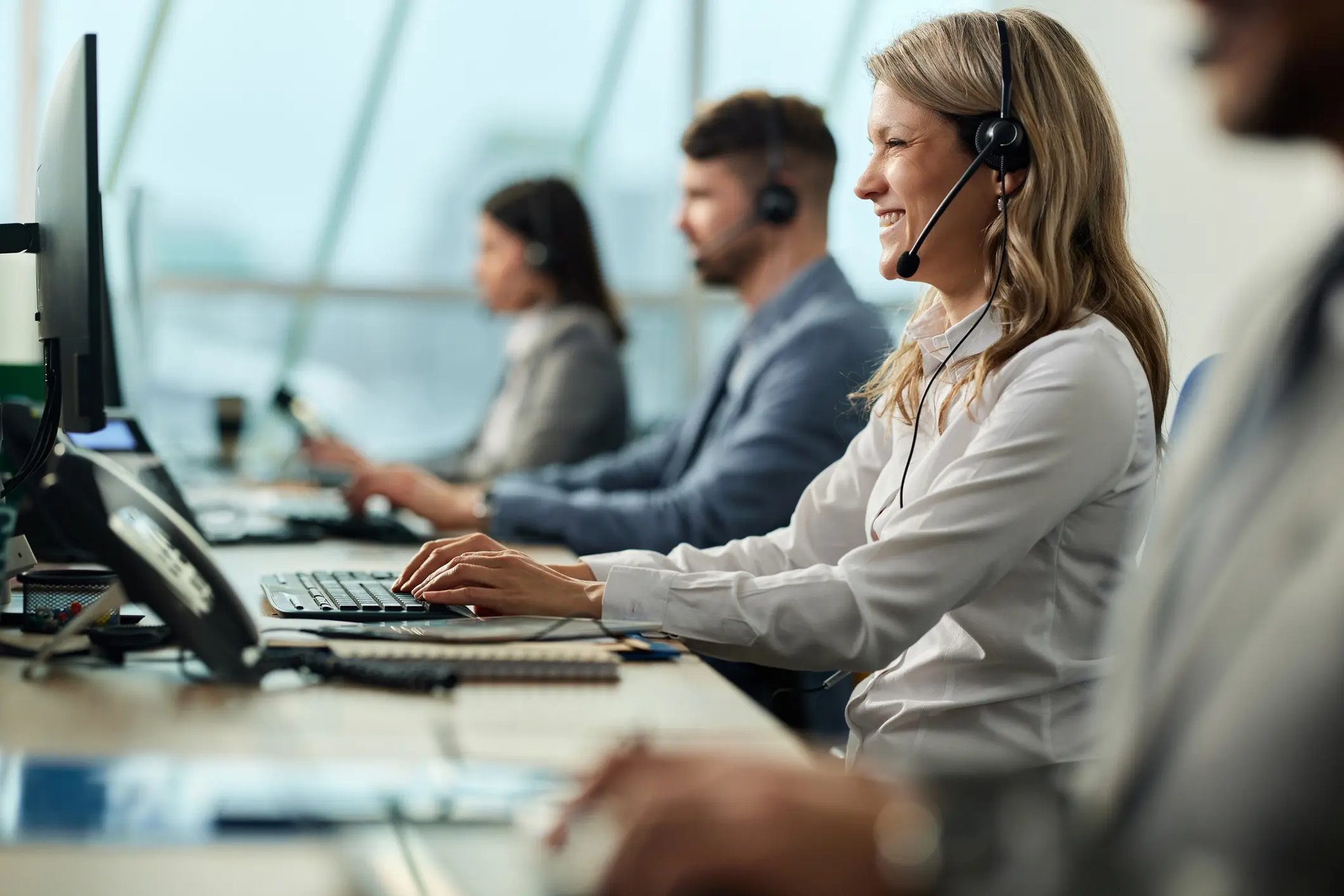 Smiling customer agent