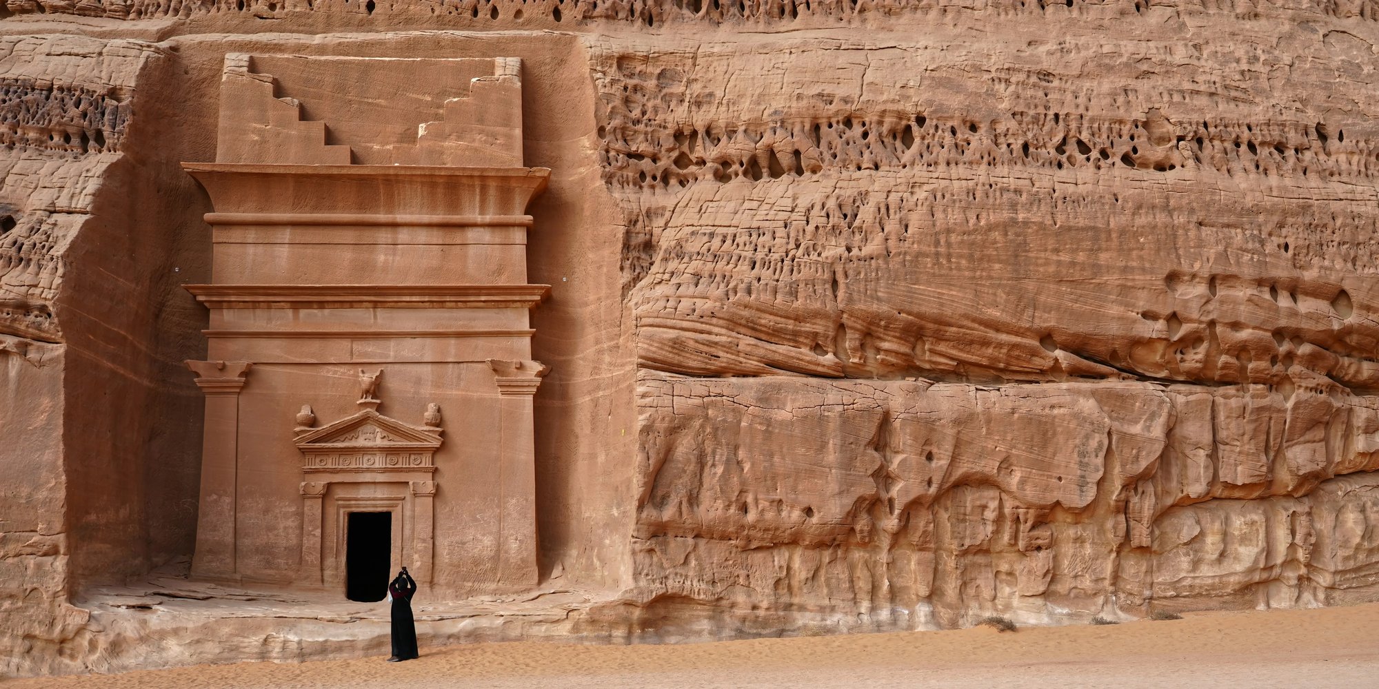 Building in a desert wall
